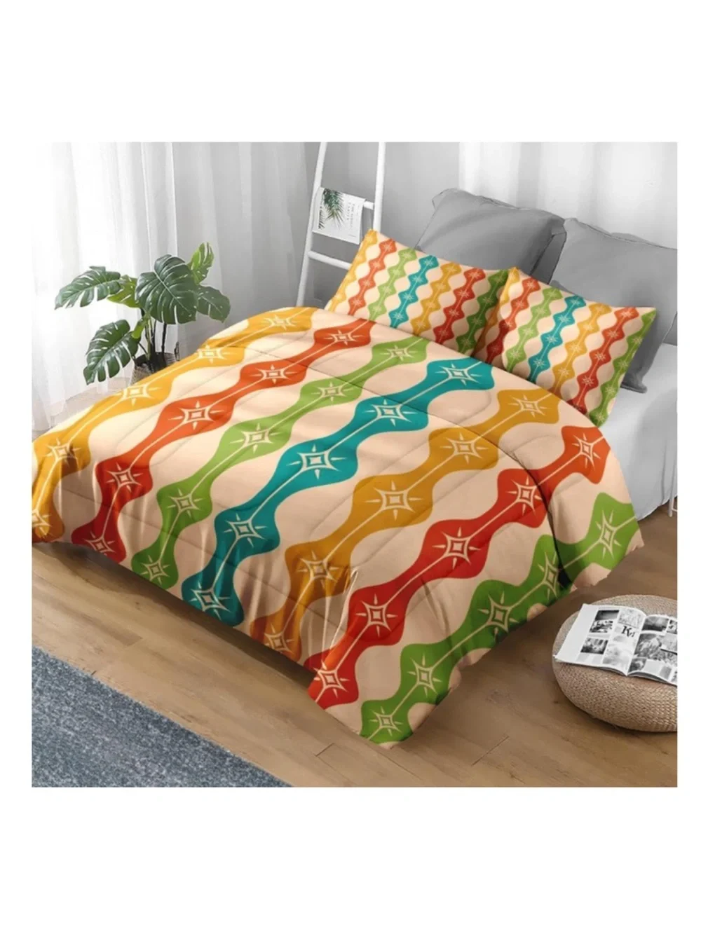 Retro-Style Geometric Comforter 2pc. Set-TWIN